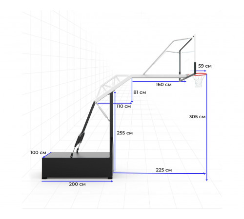 Профессиональная баскетбольная стойка DFC STAND72GP ROLITE