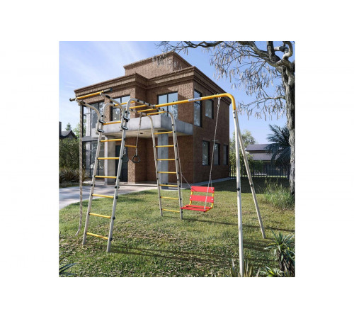 Детский спортивный комплекс для дачи ROMANA Веселая лужайка - 2 (желтый/серый)